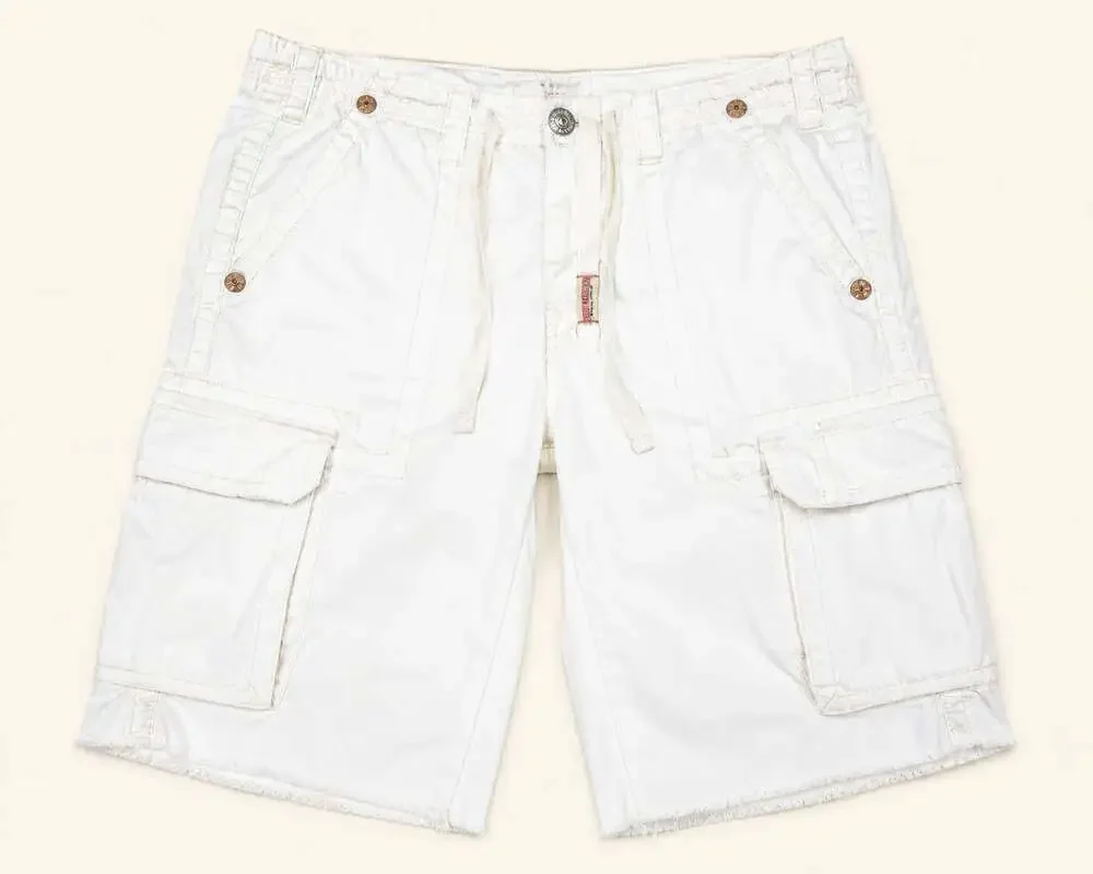True Religion White Cargo Shorts Size 33 Y2K Utility Skater Streetwear